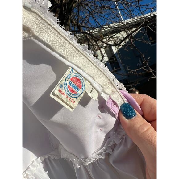 Vint. 80s Gone With The Wind Southern Belle Lace Ruffles White Purple Prom Dress - Picture 8 of 15